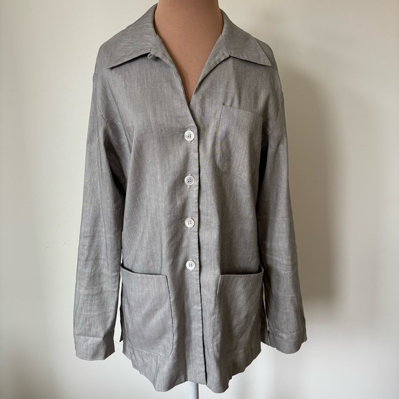 Jenne Maag Vintage Gray Linen Blend Single Breasted Button Front Blazer EUC S - Picture 1 of 8